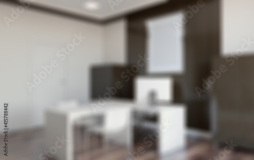 Bokeh blurred phototography.  Modern office Cabinet.  3D rendering.   Meeting room © COK House