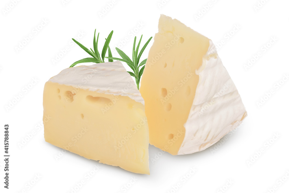 Camembert cheese isolated on white background with clipping path and full depth of field