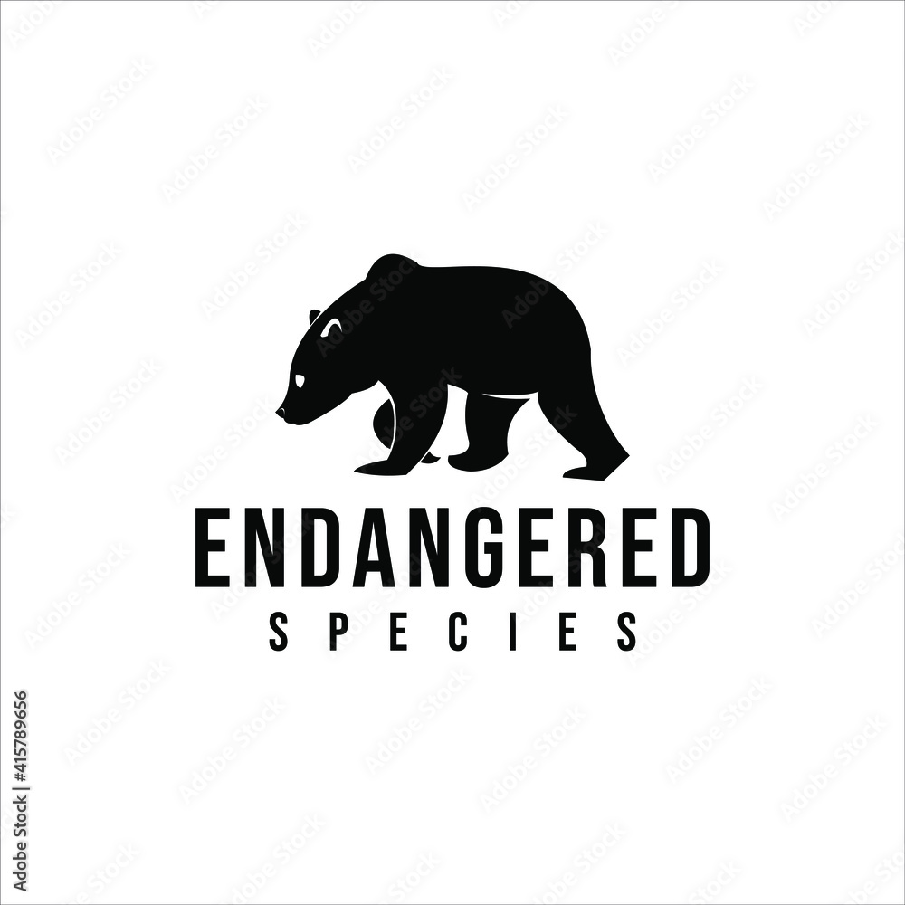 Obraz premium Bear Logo Design Black Vintage Silhouette Endangered Animal Wildlife and Nature Graphic Element Template Ideas