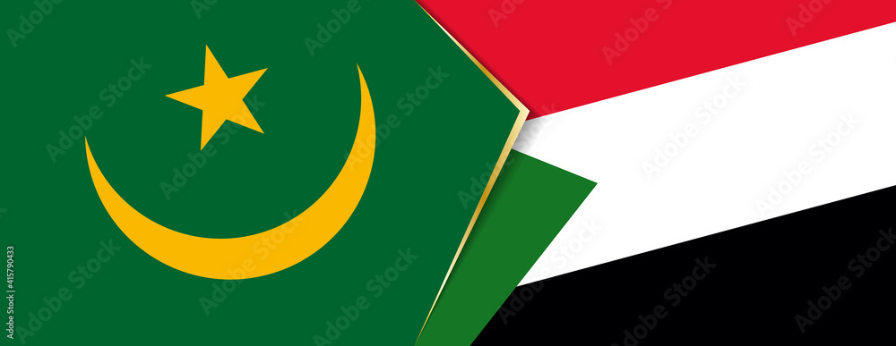 Mauritania and Sudan flags, two vector flags. Mauritania and Sudan flags, two vector flags.