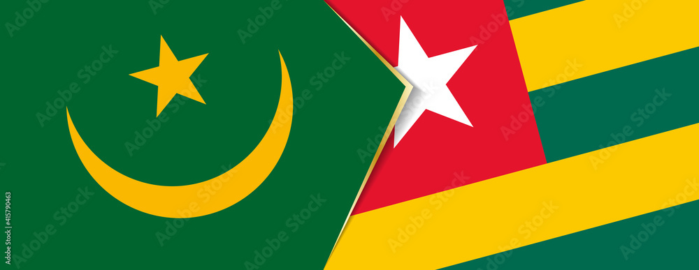 Mauritania and Togo flags, two vector flags. Mauritania and Togo flags, two vector flags.