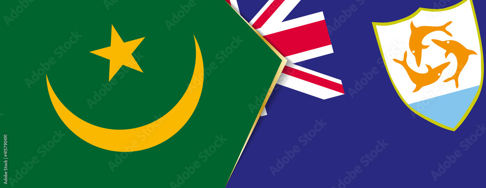 Mauritania and Anguilla flags, two vector flags. Mauritania and Anguilla flags, two vector flags.