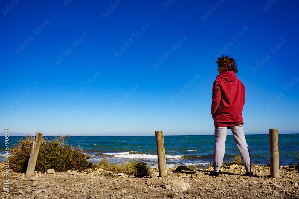 Tourist woman on beach