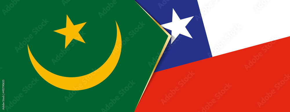 Mauritania and Chile flags, two vector flags. Mauritania and Chile flags, two vector flags.