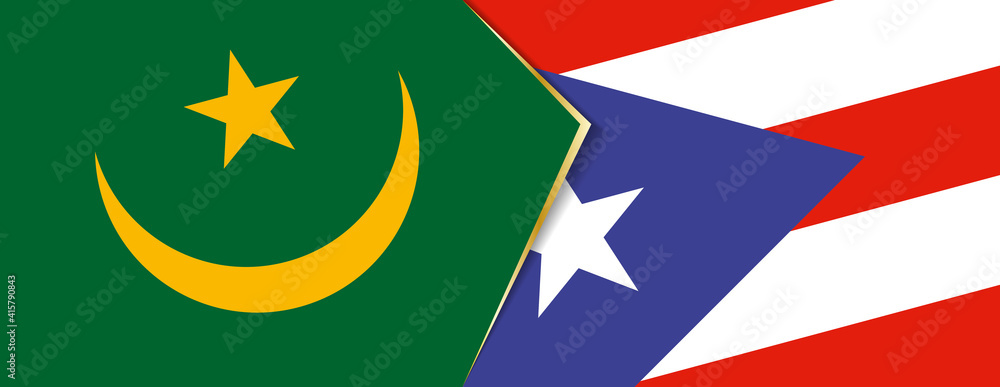 Mauritania and Puerto Rico flags, two vector flags. Mauritania and Puerto Rico flags, two vector flags.