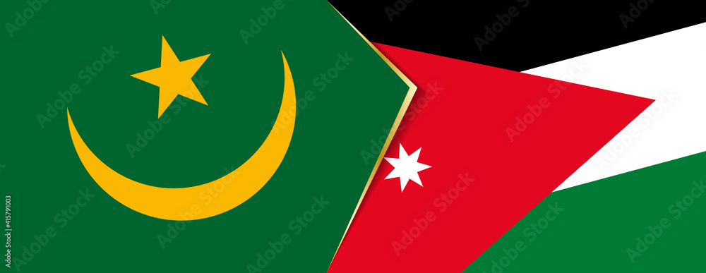 Mauritania and Jordan flags, two vector flags. Mauritania and Jordan flags, two vector flags.