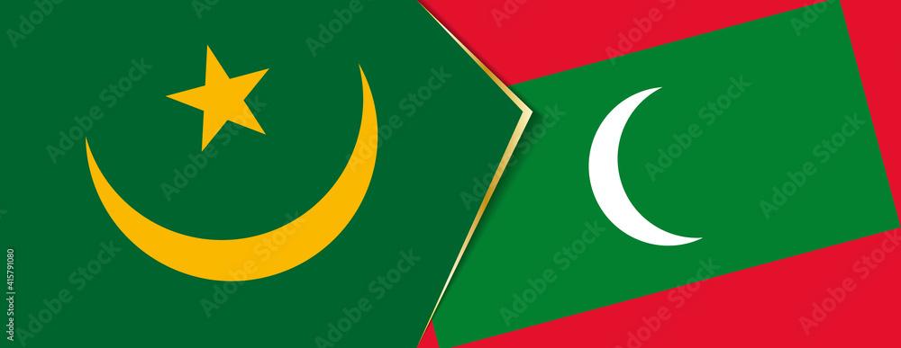 Mauritania and Maldives flags, two vector flags. Mauritania and Maldives flags, two vector flags.