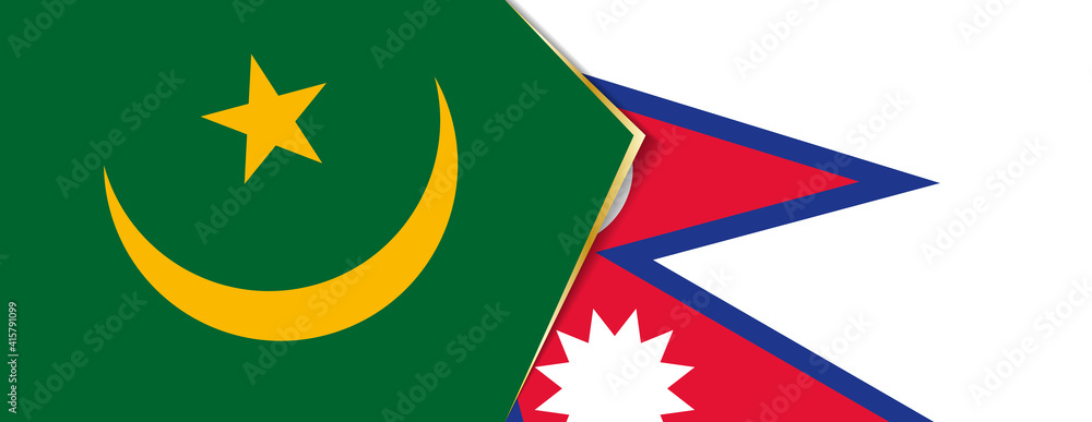 Mauritania and Nepal flags, two vector flags. Mauritania and Nepal flags, two vector flags.