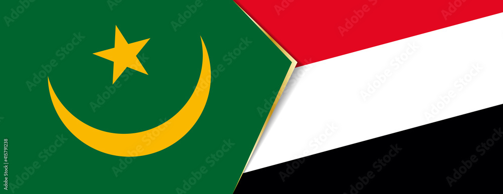 Mauritania and Yemen flags, two vector flags. Mauritania and Yemen flags, two vector flags.