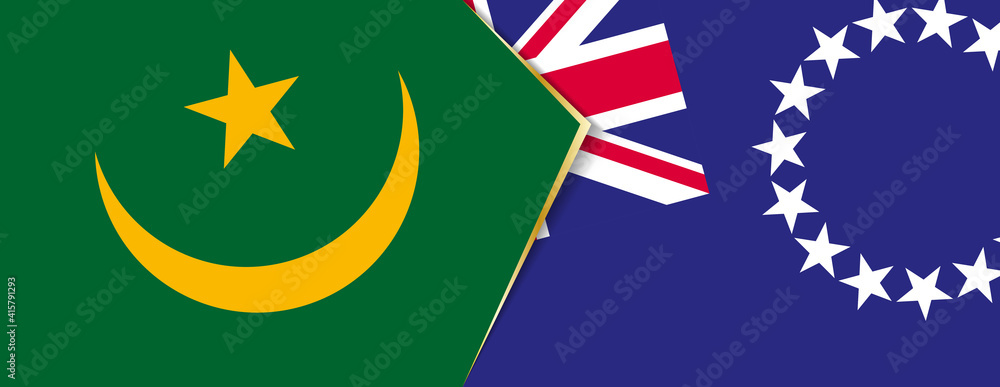 Mauritania and Cook Islands flags, two vector flags. Mauritania and Cook Islands flags, two vector flags.