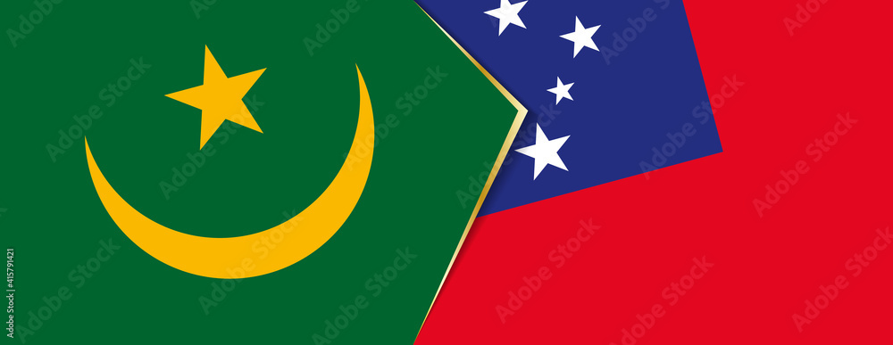 Mauritania and Samoa flags, two vector flags. Mauritania and Samoa flags, two vector flags.