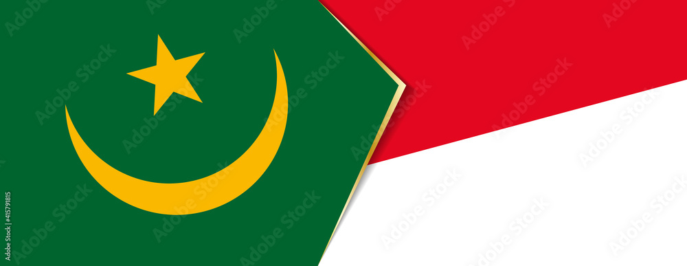 Mauritania and Monaco flags, two vector flags. Mauritania and Monaco flags, two vector flags.