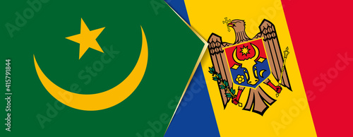 Mauritania and Moldova flags, two vector flags.