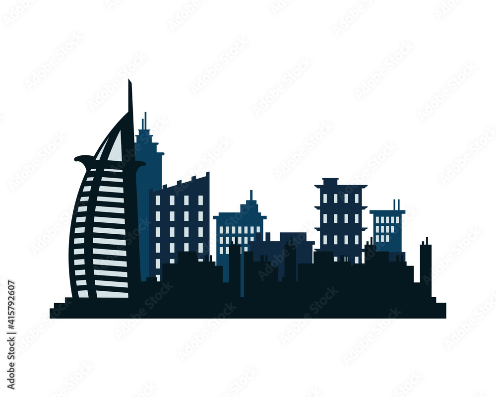 dubai city architecture silhouette icon