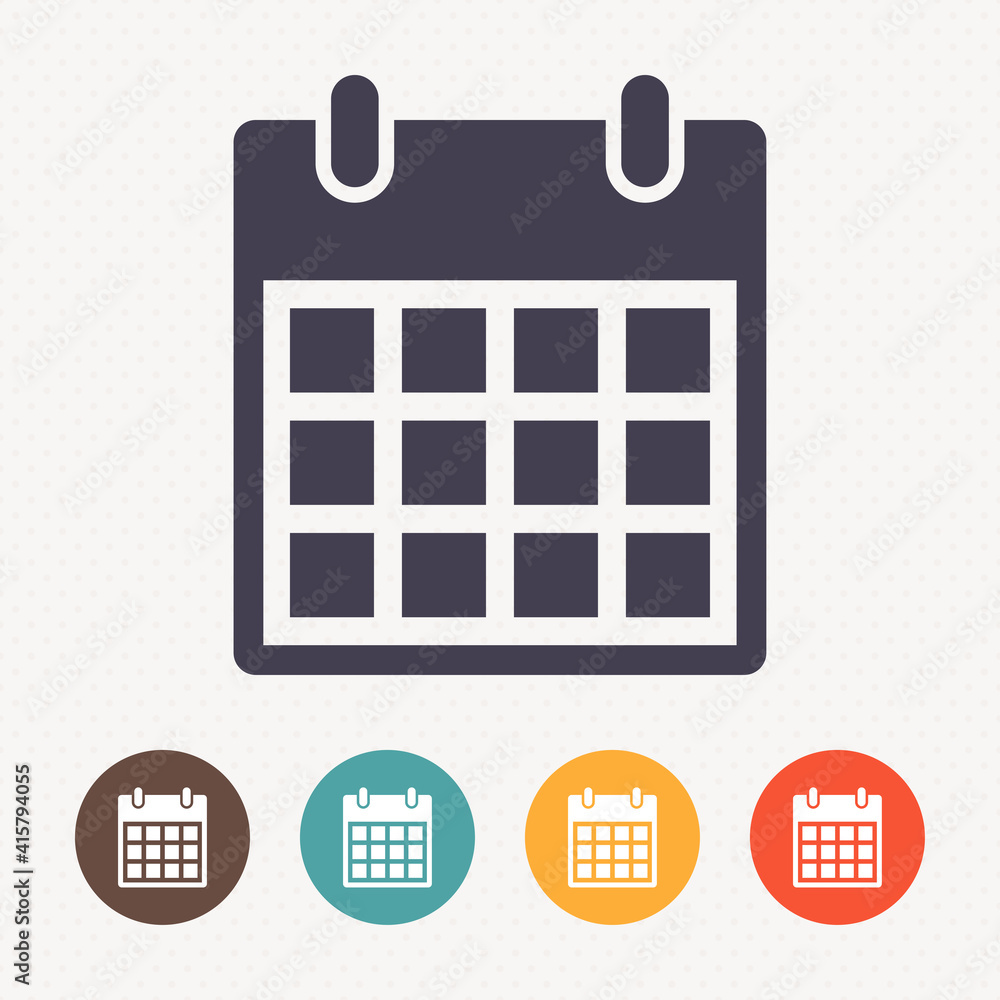 Calendar icon on dot pattern background Calendar icon on dot pattern background