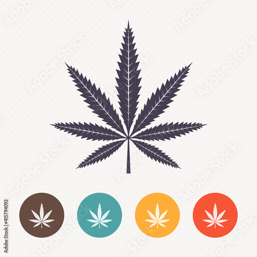 Cannabis leaf icon on dot pattern background