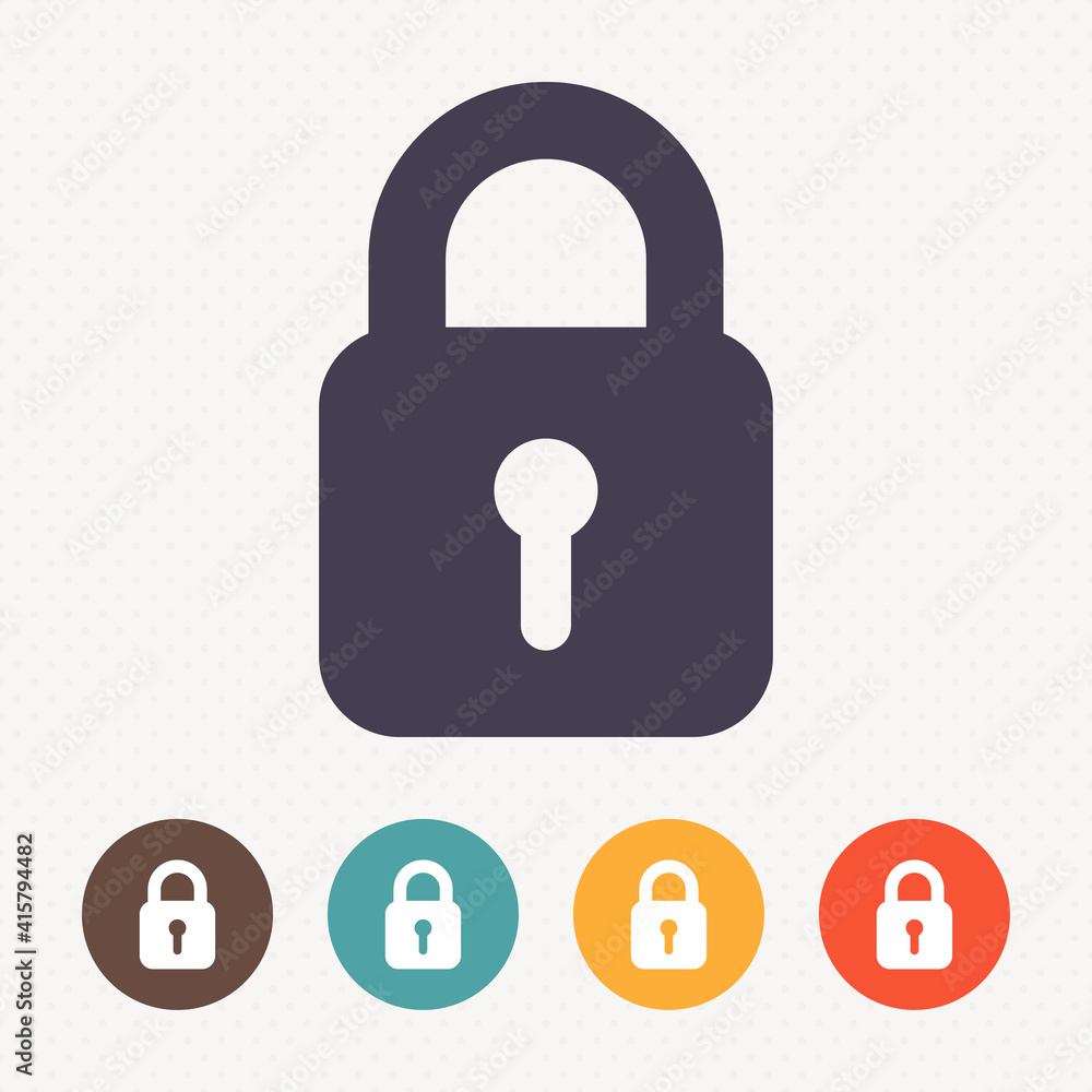 Lock icon on dot pattern background Lock icon on dot pattern background