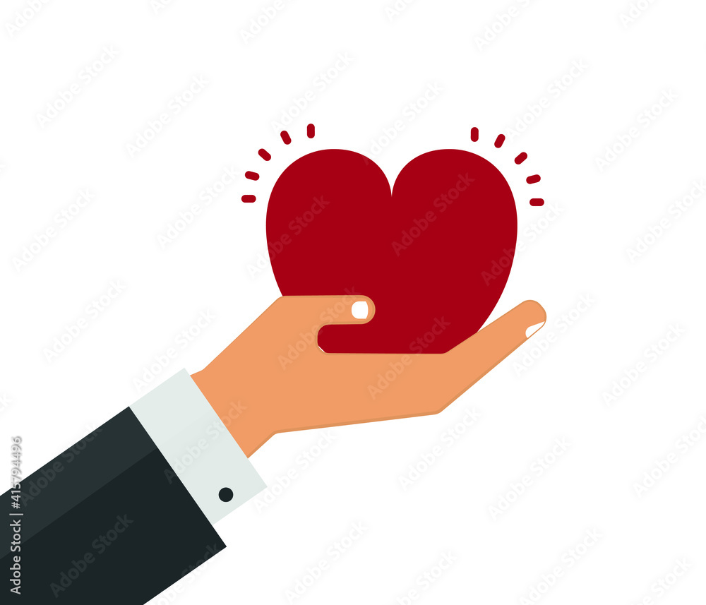 Hand and heart illustration, vector.
Hand and heart illustration, vector.