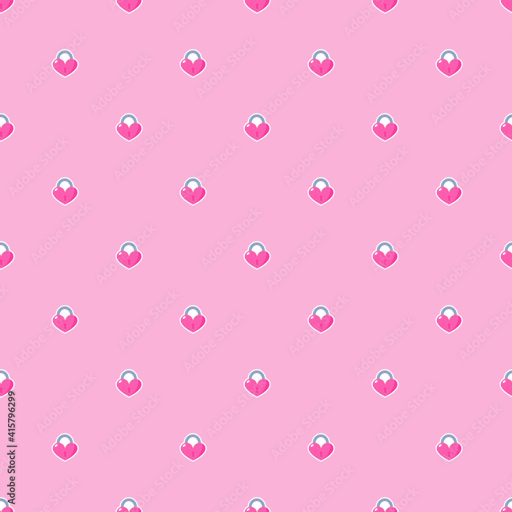 Keys, locks and hearts vector pink seamless pattern Keys, locks and hearts vector pink seamless pattern
