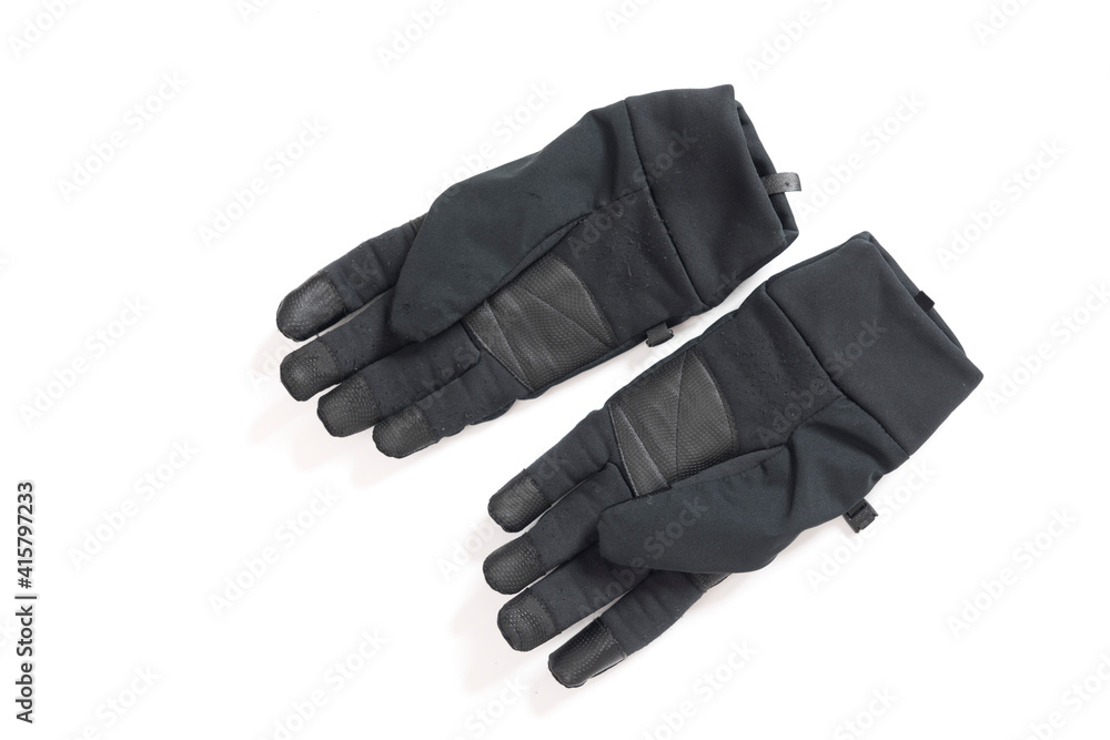 Black men gloves on white isolated background. Black men gloves on white isolated background.