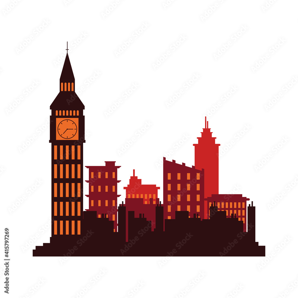 london big ben city architecture silhouette icon