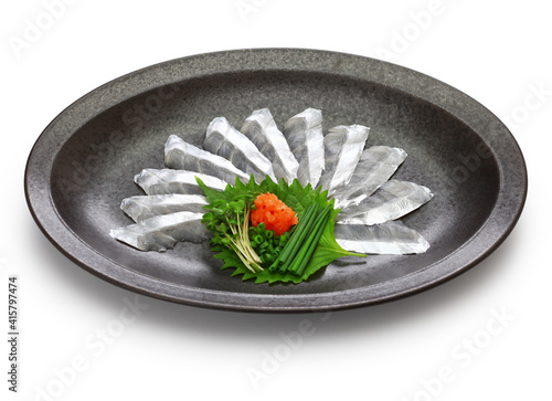 cutlassfish ( tachiuo ) sashimi, japanese cuisine isolated on white background
 photo