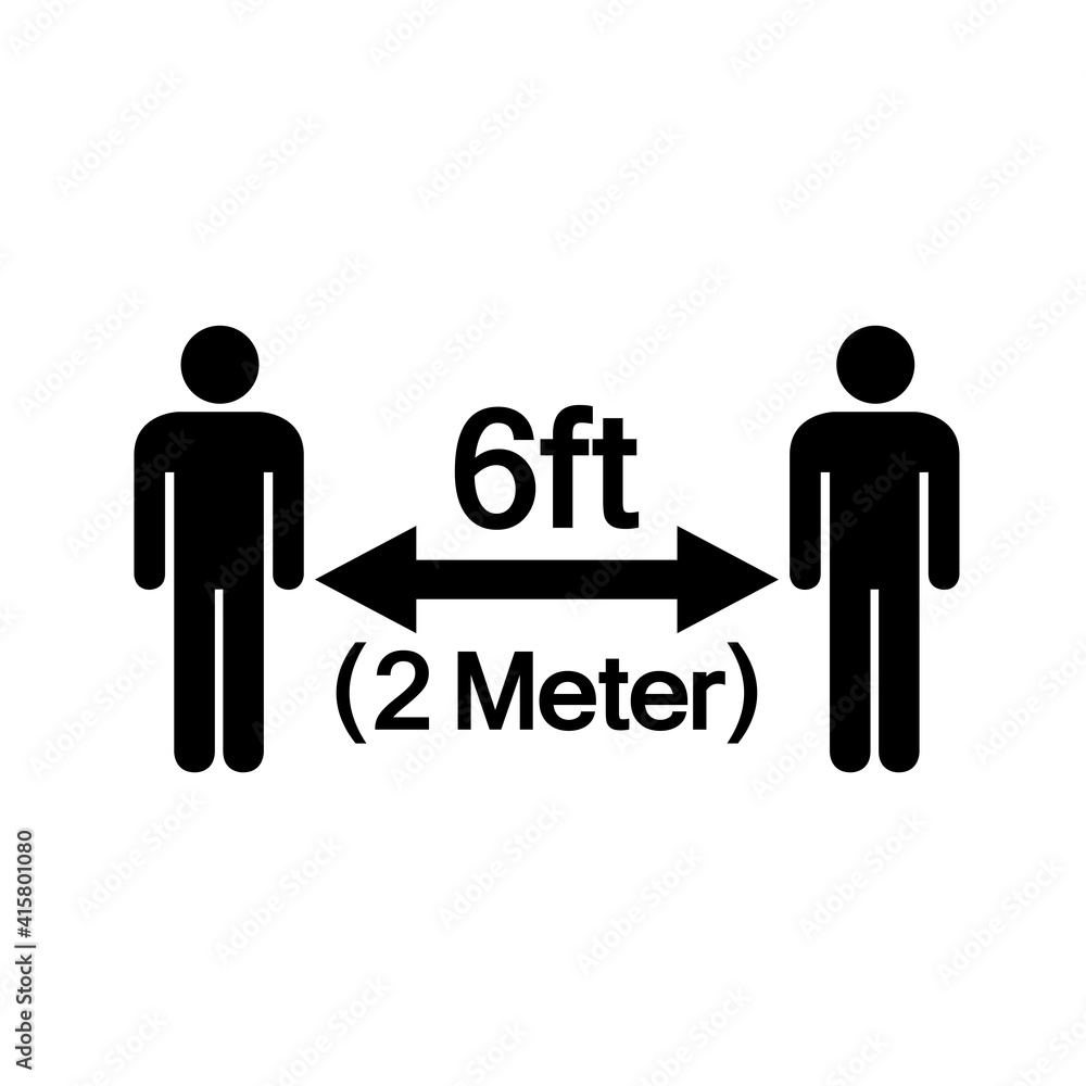 Keep Your Distance 6ft Observe Social Distance Guidance Black Icon, Vector Illustration, Isolate On White Background Label. EPS10 Keep Your Distance 6ft Observe Social Distance Guidance Black Icon, Vector Illustration, Isolate On White Background Label. EPS10