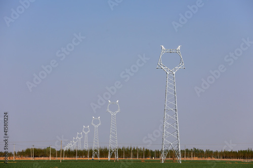 The power tower under construction is in the field, North China