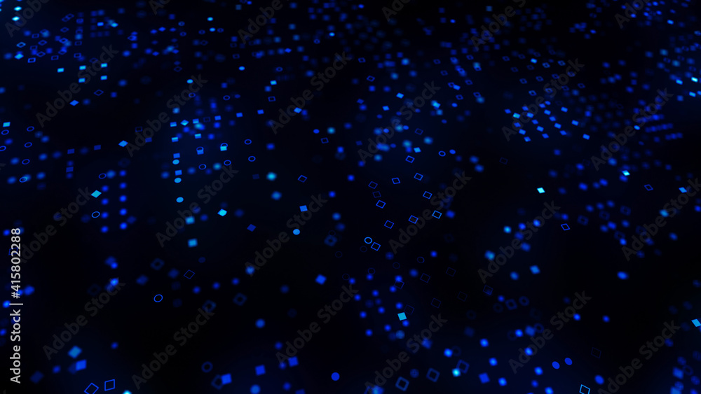 3d rendered illustration of digital blue dots. High quality 3d illustration