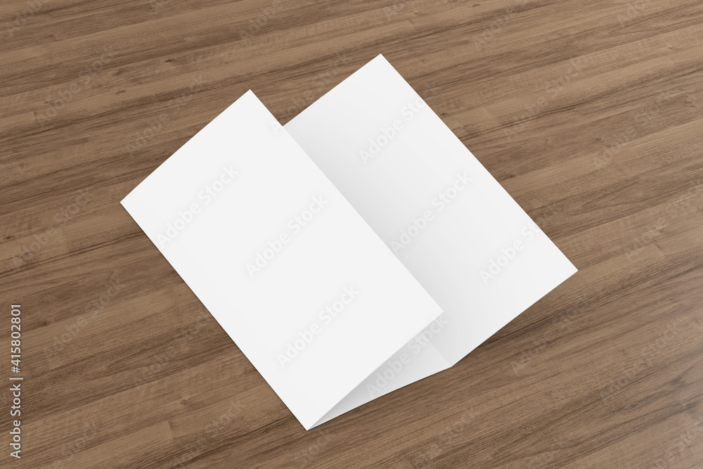 trifold brochure mock up view - 3d rendering trifold brochure mock up view - 3d rendering