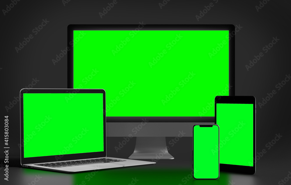 Isolated Devices Mockup - 3d rendering. Isolated Devices Mockup - 3d rendering.