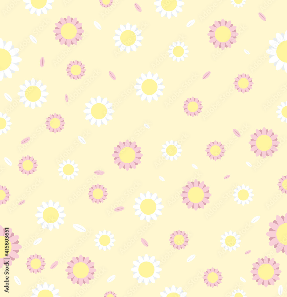 daisy flower seamless pattern on background