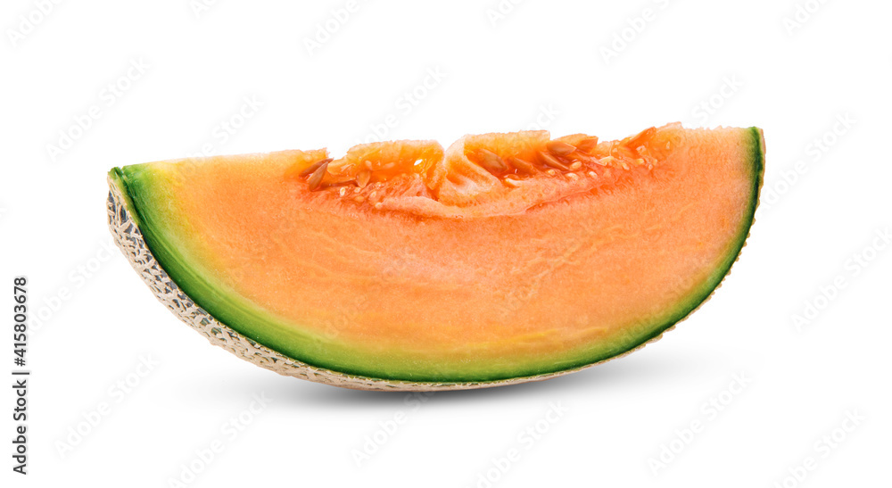 cantaloupe melon slices isolated on white background cantaloupe melon slices isolated on white background