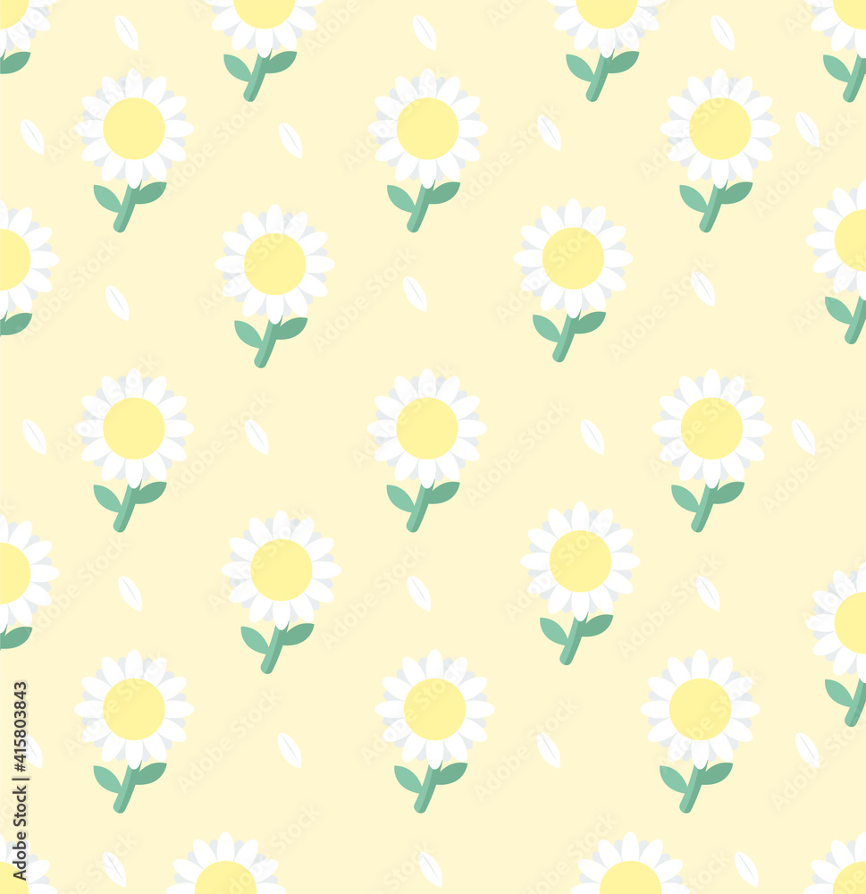 White daisy flower seamless pattern White daisy flower seamless pattern