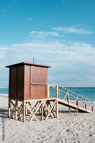 lifeguard tower in a lonely beach.