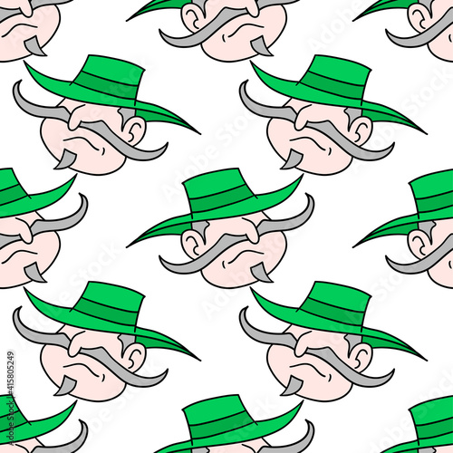 cowboy oldman seamless pattern textile print. repeat pattern background design