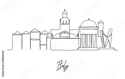 Landmark of the Italy skyline - Continuous one line drawing