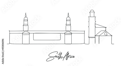 South Africa landmarks skyline  - Continuous one line drawing