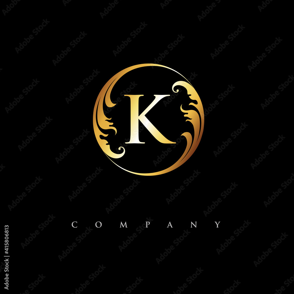 initial K logo witn ornament initial K logo witn ornament