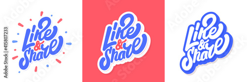 Like and Share. Vector banners set.