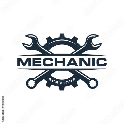 mechanic services logo design template, vector illustration.