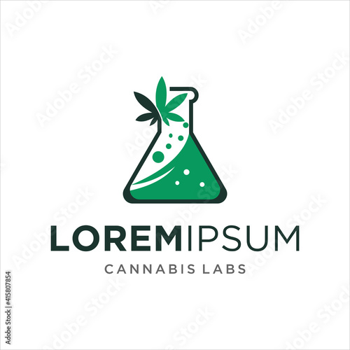 cannabis lab logo design template vector