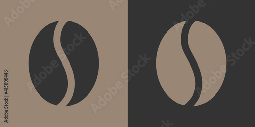 Two monochrome brown and beige coffee beans.