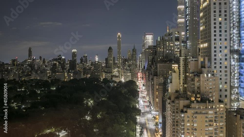 South Edge of Central Park skyline timelapse of New York city night time photo