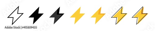 Thunder bolt vector icon. Flash logo set. Lightning icons on white background. Electrical sign. Thunderbolt symbol. Electric concept stock vector illustration.