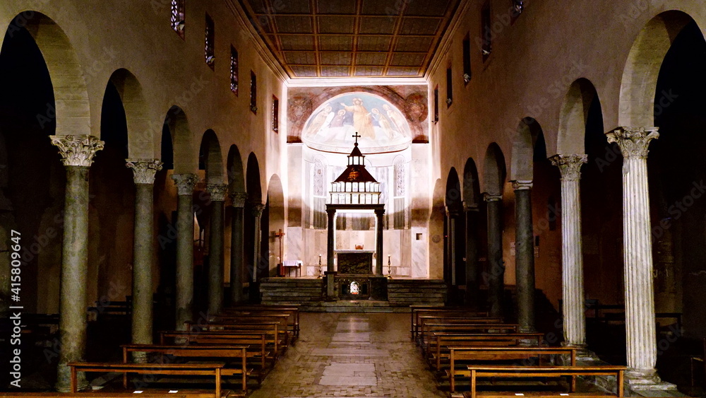San Giorgio al Velabro church interior, located at the ancient Roman Velabrum in the rione of Ripa