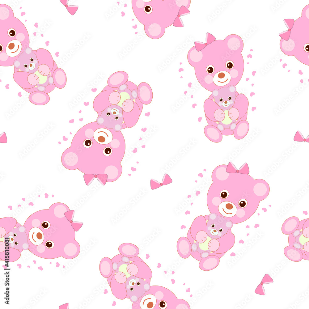 Cute bears. Mother and baby. Teddy bears Happy Mother's day pattern