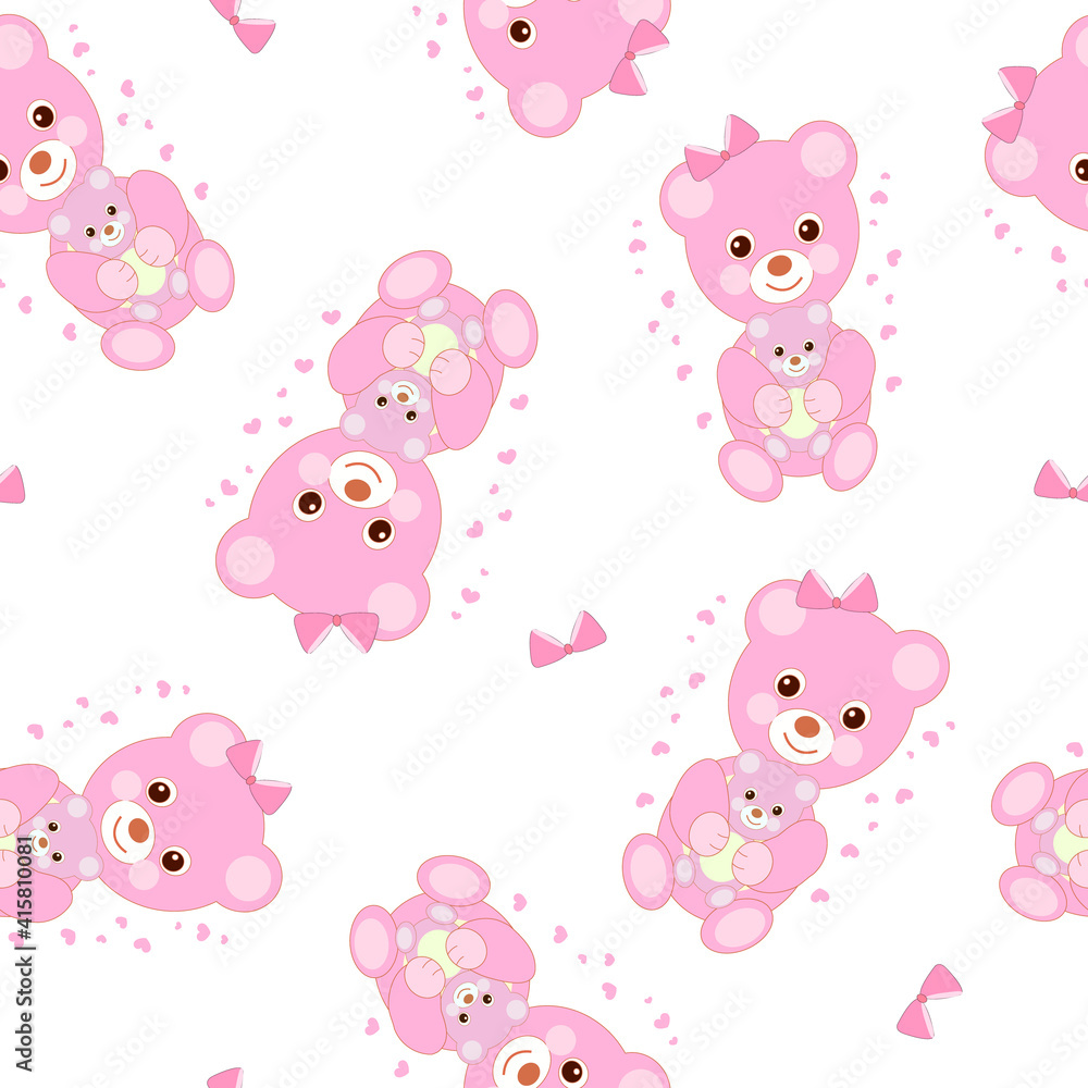 Cute bears. Mother and baby. Teddy bears Happy Mother's day pattern Cute bears. Mother and baby. Teddy bears Happy Mother's day pattern