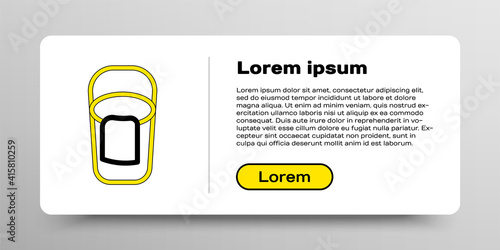 Line Bucket with rag icon isolated on white background. Cleaning service concept. Colorful outline concept. Vector.