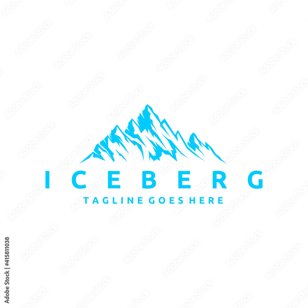 Floating Ice Mountain or Iceberg Logo Design
